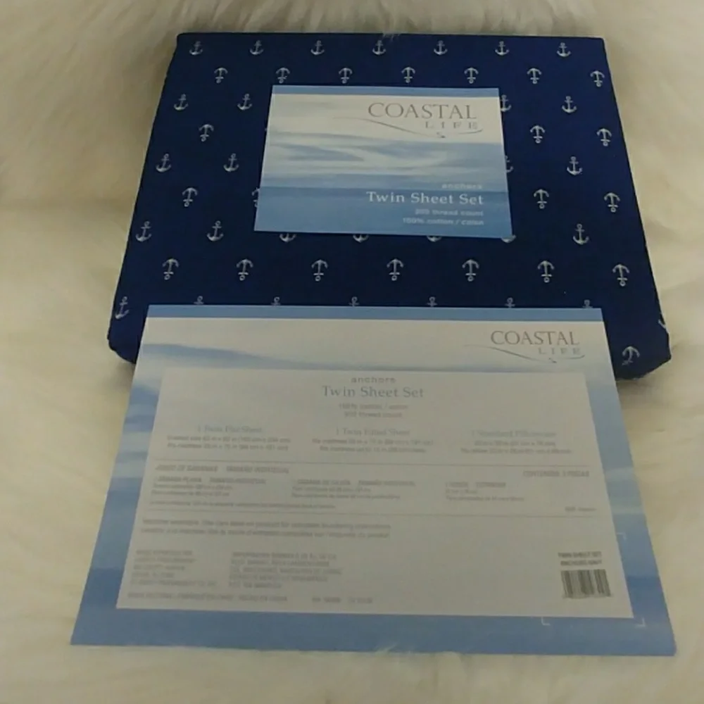 Coastal Life Twin Anchor Sheet Set